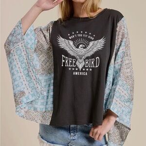 Free Bird Graphic Kimono Sleeve Top